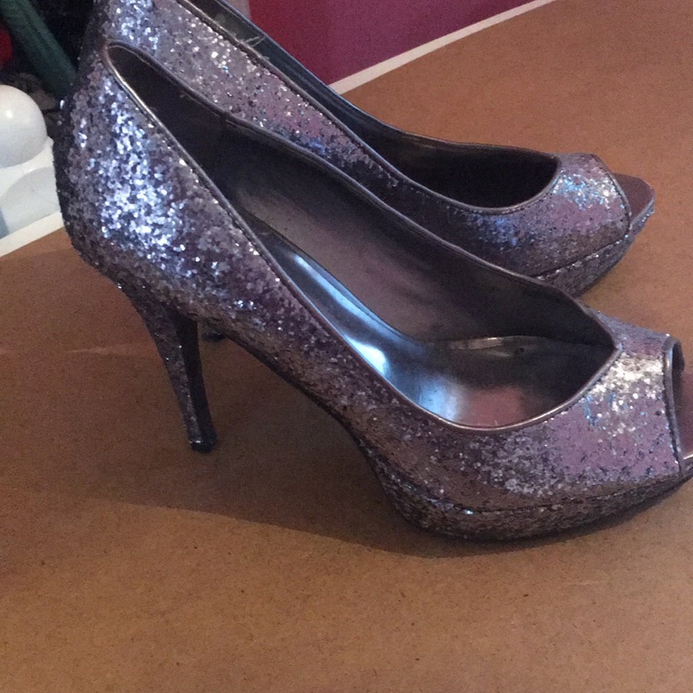 Sequin silver heels